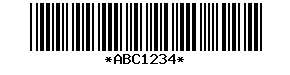 Encoding "ABC123" with CODE 39 adding checksum (checksum=4).