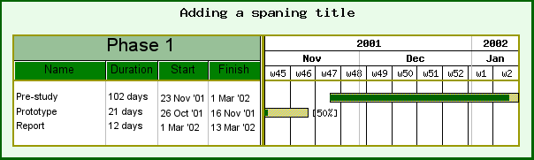 Adding a spanning title over all title columns (ganttmonthyearex4.php)